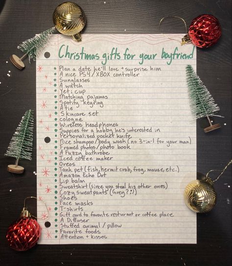 Christmas Stuff To Do With Boyfriend, Christmas List For Girlfriend, Cute Gift Ideas For Boyfriend Christmas, Christmas List Ideas Boyfriend, Good Christmas Presents For Boyfriends, Xmas Present Ideas For Boyfriend, Christmas Hamper For Boyfriend, Boyfriend Ideas For Christmas, Christmas Gift For My Boyfriend