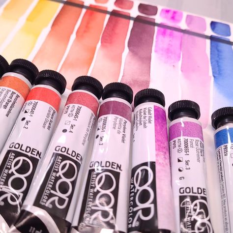 Golden Acrylic has introduced new colors (and a new label!) to their Qor #watercolor lineup! I check out the new labels and swatch some of their new colors for you! You can find the video on my Youtube channel! #artsupplies #watercolorswatches #watercolorartist Qor Watercolor, Watercolor Artist, Color Swatches, My Youtube Channel, Burnt Orange, Scarlet, Cobalt, New Color, Youtube Channel