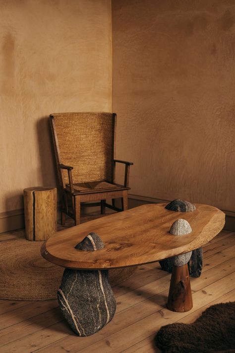 Low Table Living Room, Wabi Sabi Side Table, Rock Furniture, Leith Edinburgh, Rock Table, Stone Circles, Hollywood Blvd, Timber Table, Standing Stone