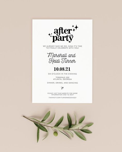 After The Wedding Celebration Invitation, Surprise Reception Ideas, Elopement Wedding Invitations, Backyard Wedding Celebration, Wedding After Party Invitation, Elopement After Party Invitations, Celestial Reception, We Eloped Reception Invitations, Reception After Eloping Ideas