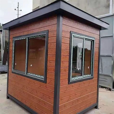 Security Cabin Design, Security Guard House, Security Booth, Security Post, Booth Portable, School Moodboard, Guard House, House Outdoor, Kiosk Design