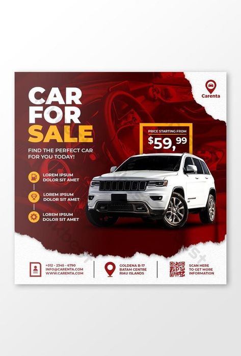 Car sale promotion social media instagram post banner template Premium Psd#pikbest#Templates#Others#Others Car Advertising Design, Facebook Cover Template, Banner Ads Design, Graphic Design Ads, Social Media Design Inspiration, Banner Template Design, Car Advertising, Sale Promotion, Social Media Banner