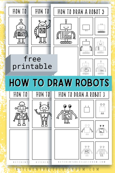 Robots Art, Drawing Robots, Robot How To Draw, Robot Crafts, Preschool Robot Activities, Robot Activities, Robot Theme Classroom, How To Draw A Robot, Robot Art Project