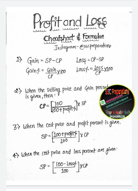 Ssc Maths Tricks, Profit And Loss Formula, Percentage Formula, Net Exam Preparation, Simplify Math, Aptitude And Reasoning, Maths Notes, Math Study Guide, Maths Tricks