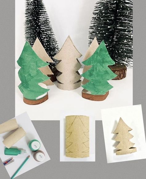 Christmas Tree Forest, Crafts For Kids Paper, Rolled Paper Art, Christmas Teaching, Diy Rock Art, Noel Diy, Paper Christmas Tree, Art Activities For Kids, Paper Towel Roll Crafts