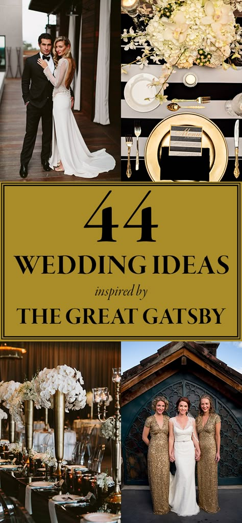 These Gatsby Wedding Ideas are Perfect for Your Vintage Glam Day | Junebug Weddings Wedding Dresses Vintage 20s, Roaring 20s Wedding, 20s Wedding, Gatsby Wedding Theme, Unique Bridesmaid Dresses, Bridesmaid Diy, Gatsby Theme, Great Gatsby Wedding, 1920s Wedding