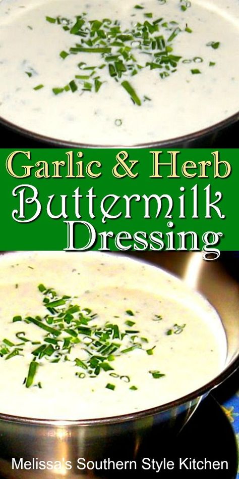 Homemade Garlic And Herb Buttermilk Dressing #homemadedressing #buttermilkdressing #ranchdressing #bestdressingrecipes #southernfood #southernrecipes #melissassouthernstylekitchen #appetizers #dips Garlic Ranch Dressing, Buttermilk Salad Dressing, Melissas Southern Style Kitchen, Buttermilk Dressing, Salad Dressing Recipes Homemade, Homemade Buttermilk, Homemade Ranch, Dressing Recipes, Homemade Salad Dressing