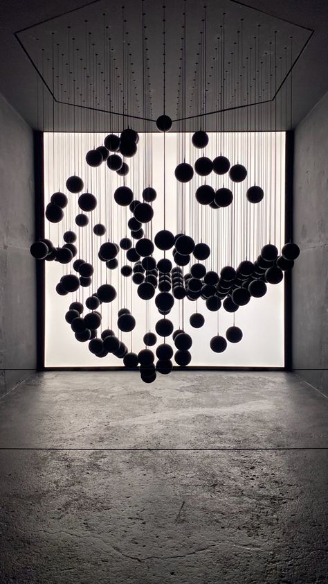 Dark Matter Museum Berlin black white grey balls aesthetic cool room celing Dark Matter