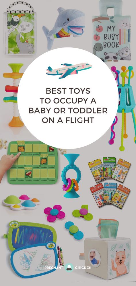 Here are some quiet, portable, and mess-free toys and ideas to keep your baby or toddler occupied on a plane and save your sanity for your next flight. Flying With A One Year Old, Travel With Toddler, Travel With 1 Year Baby, Travel With One Year Old, Travel Activities For Toddlers, Baby Travel Hacks, Plane Activities For Toddlers, 11 Month Old Airplane Activities, Airplane Activities For 10 Month Old