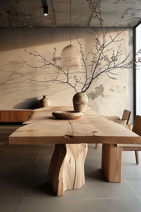 Wabi Sabi Dining Table, Odin Design, Wabi Sabi Dining, Driftwood Dining Table, Wabi Sabi Table, Wabi Sabi Furniture, Wood Coffee Table Design, Dining Table Ideas, Wabi Sabi Home Decor