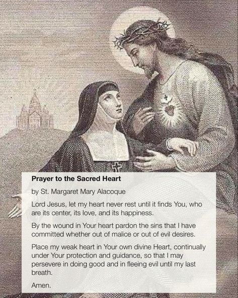 Saints Prayers, Sacred Heart Devotion, Catholic Saints Prayers, Margaret Mary Alacoque, St Margaret Mary, Prayers Catholic, Liturgical Living, Catholic Prayers Daily, Catholic Doctrine