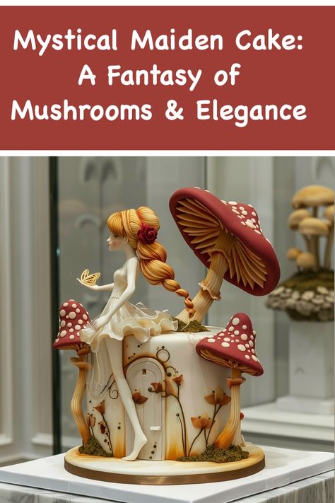 Mystical Maiden Cake Idea: A Fantasy of Mushrooms and Elegance Mushroom Cake, Fantasy Cake, Art Cake, Sweet Art, Bday Cake, Elegant Cakes, Birthday Treats, Baking Tips, Cake Art