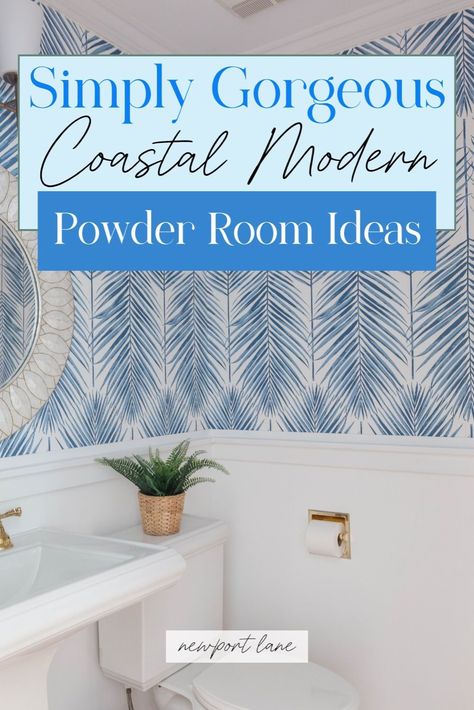 Discover Coastal Powder Room Ideas That Are Truly Stunning with our latest blog post. Explore innovative designs and inspirations for your Powder Room Remodel. Transform your space into a coastal oasis with refreshing decor ideas that evoke relaxation and charm. Small Coastal Powder Room Ideas, Blue And White Powder Room, Coastal Powder Room Ideas, Modern Powder Room Ideas, Coastal Powder Room, Small Half Bathrooms, Kids Bathroom Makeover, Modern Coastal Interior Design, Powder Room Renovation