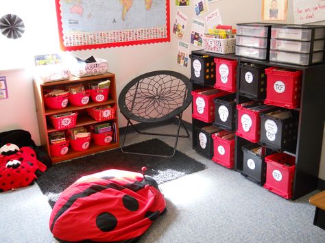 My classroom library Ladybug Classroom Theme, Ladybug Classroom, Ladybug Ideas, Teachers Room, Conscious Discipline, Sped Classroom, Ladybug Theme, First Year Teaching, Future Teacher