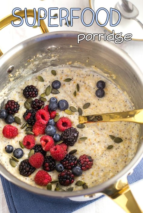 Superfood porridge (with quinoa, chia and flax) – Easy Cheesy Vegetarian Superfood Porridge, Healthier Breakfast, Breakfast Ideas Healthy, Vegan Gluten Free Breakfast, Paleo Snack, Healthy Quinoa, Breakfast Porridge, Gluten Free Breakfast, Porridge Recipes