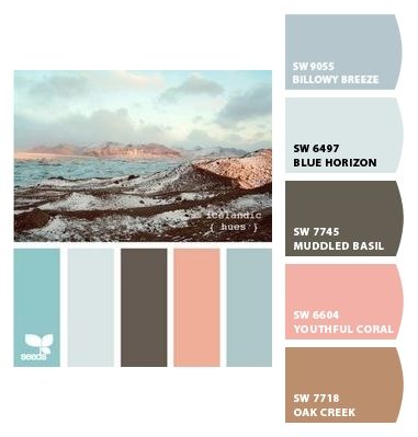 Paint colors from ColorSnap by Sherwin-Williams Beach House Coral Colors, Muddled Basil, Coral Paint Colors, Bathroom 2022, Coral Paint, Coral Color Schemes, Farmhouse Color Scheme, Coral Colour Palette, Paint House