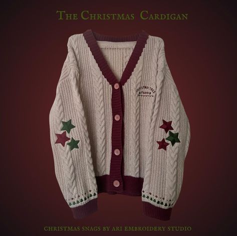 Christmas Cardigan Outfit, Embroidery Studio, Embroidery Cardigan, Christmas Fits, The Cardigans, Christmas Cardigan, Teacher Outfit, Tree Farm, Christmas Tree Farm