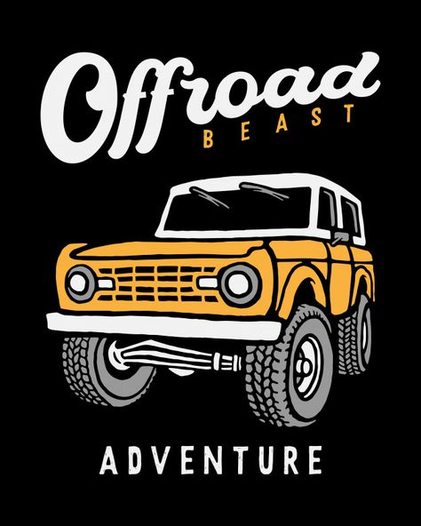 Offroad car illustration Premium Vector | Premium Vector #Freepik #vector #poster Jeep Art, Storyboard Ideas, Poster Sport, Painting Logo, Hero Logo, Adventure Print, Tonka Truck, Classic Car Restoration, Vector Poster