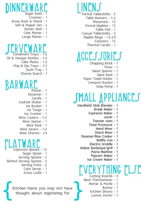 things you don't think about needing. Nice to register for a wedding or housewarming, or just for a wish list to update your housewares. Cheapest Wedding, Registry List, Future Mrs, Wedding Registry, I Got Married, Wedding Planners, Fairytale Wedding, Here Comes The Bride, Wedding Tips