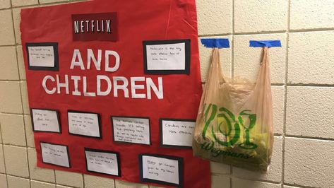 Netflix and Children RA board complete with condoms for the freshies Ra Boards, Ra Ideas, Bulletin Board