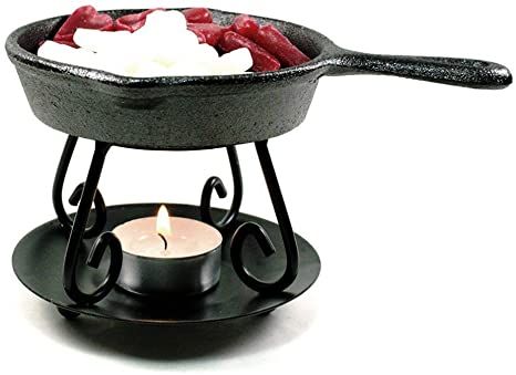 BRIGHT IDEAS Wax Melter, Cast Iron Skillet with Warmer and Trivet Diy Pumpkin Spice, Tart Burner, Candle Wax Warmer, Tart Warmer, Wax Melter, Wax Art, Coupon Storage, Lowes Coupon, Deal Kent