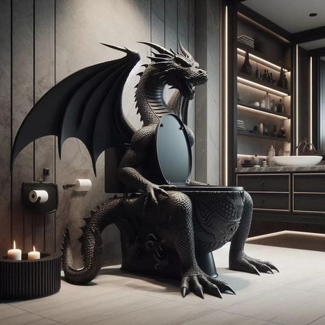 Dragon-Shaped Toilet: The Ultimate Blend of Fantasy and Functionality Unusual Toilets, Dragon Magick, Gothic Bathroom Ideas, Gothic Bathroom, Unique Chairs Design, Gothic Decor Bedroom, Spa Interior Design, Dragon House, Dragon Decor