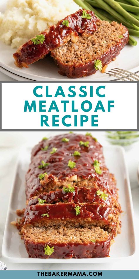 Try this Classic Meatloaf Recipe. Get my recipe for the best meatload. It is made from perfectly seasoned ground beef topped with a savory glaze. Perfect for a busy weeknight dinner anytime of year! Bread Crumbs Recipe, Traditional Meatloaf, Classic Meatloaf Recipe, Good Meatloaf Recipe, Classic Meatloaf, Meat Recipes For Dinner, Best Meatloaf, Easy Meatloaf, Loaf Recipes