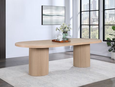 Natural Belinda Oak Dining Table | 725Oak-T Oak Wood Dining Table, Timber Dining Table, White Oak Wood, Door Hardware Interior, Meridian Furniture, Nursery Furniture Sets, Oval Table Dining, Contemporary Dining, Oak Dining Table