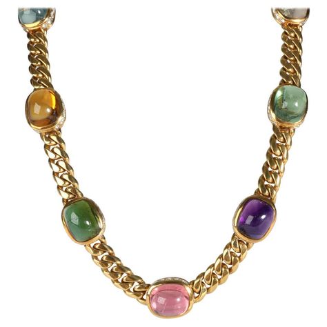 Bvlgari Seven Station Mixed Cabochon Gemstone Necklace in 18K Yellow Gold 5 CTW For Sale at 1stDibs Yellow Diamond Necklace, Bvlgari Necklace, Neck Pieces Jewelry, Van Cleef & Arpels, Fancy Yellow Diamond, Jewelry Brands, Cartier Jewelry, Gold Diamond Necklace, Modern Necklaces