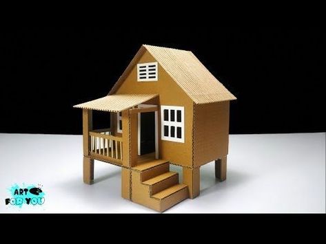 Mini Cardboard House, Small Cardboard House, House Out Of Cardboard, Diy Cardboard House, Boxes Template, Cardboard Box Houses, House Cardboard, Diy Study Table, Cardboard Houses