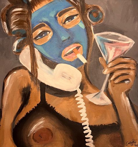 Maximalism Painting, Full Body Paintings Female Art, Woman Body Paintings Art, Black Woman Art Drawings, Body Portrait Painting, Really Easy Paintings, Female Artwork Illustrations, Weird Art Painting, Female Artwork Art