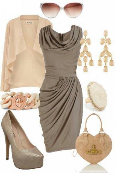 champagne dress champagne shoes Fab Dress, Love Clothing, Lovely Clothes, Complete Outfits, Nude Color, Dressy Casual, Color Combo, Gorgeous Dresses, Beautiful Outfits