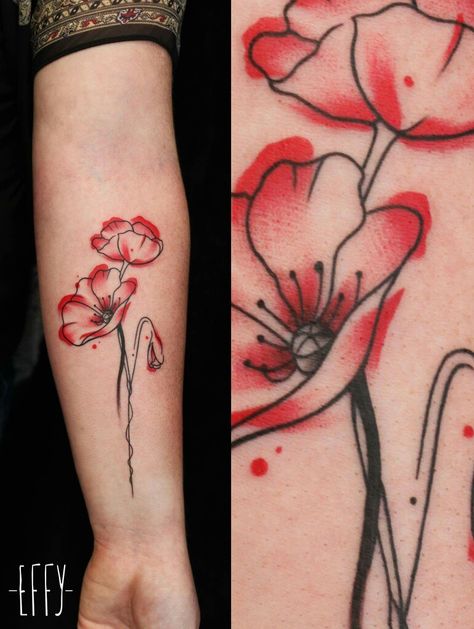 Tatoo watercolor  Flowers Red Watercolor Tattoo, Red Poppy Flower Tattoo, Amapola Tattoo, Watercolor Poppy Tattoo, Red Poppy Tattoo, Poppy Tattoos, Small Flower Tattoo, Abstract Flower Tattoos, Watercolor Tattoo Sleeve