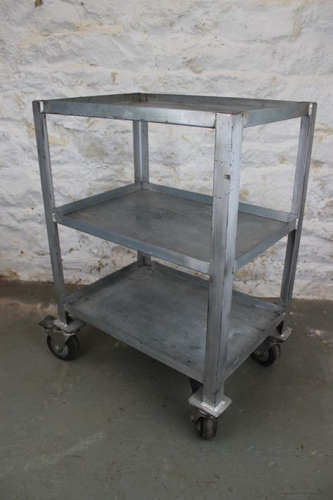 Vintage Industrial Trolley, For Kitchen, Bar Or Retail Industrial Trolley, Welded Furniture, Rustic Industrial Decor, Northern England, Display Storage, Rustic Industrial, Hard Working, Eclectic Home, Cool Bars