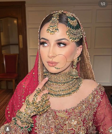 Baraat Makeup Pakistani, Nepali Makeup, Bridal Jewellery Pakistani, Desi Bridal Makeup, Makeup Traditional, Pakistani Makeup Looks, Soft Bridal Makeup, Pakistani Makeup, Chokers Necklace