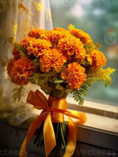 Bouquet Of Marigolds, Wedding Bouquets Marigold, Marigold Wedding Dress, Orange Marigold Bouquet, Marigold Wedding Arch, Marigold Mexican Wedding, Marigold Bridal Bouquet, Marigold Bouquet Wedding, Marigolds Bouquet