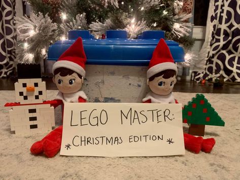 Funny elf on the shelf ideas to do for your kids before Christmas create christmas visiual with legos lego master Elf On The Shelf Ideas With Lego, Lego Elf On The Shelf, Elf On The Shelf Puzzle Ideas, Elf Lego Ideas, Lego Elf On The Shelf Ideas, Elf On The Shelf Lego Ideas, Minecraft Elf On The Shelf, Elf On Shelf Printables, Funny Elf On The Shelf