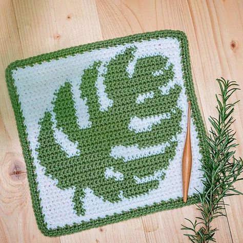 Monstera Crochet Square Crochet pattern by Briana K Monstera Crochet, Square Crochet Pattern, Square Crochet, Crochet Square, Granny Squares, Granny Square, Geometric Shapes, Autumn Leaves, Free Crochet Pattern