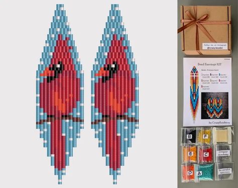 Earring Making Tutorials, Beaded Earrings Pattern, Christmas Beads, Seed Bead Crafts, Weekend Crafts, Earrings Pattern, Bead Earring, Earring Kit, Bird Beads