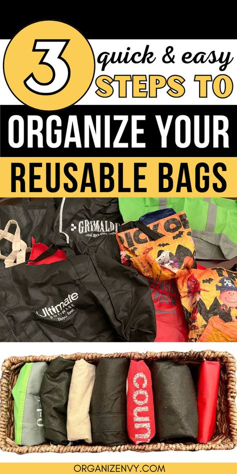 Before and after photos of reusable shopping bag organization and storage Reusable Grocery Bags Storage Ideas, Reusable Grocery Bags Storage, Reusable Bags Storage, Home Organization Declutter, Reuse Plastic Bags, Grocery Bag Storage, Storing Plastic Bags, Reuseable Bag, Reusable Plastic Bags