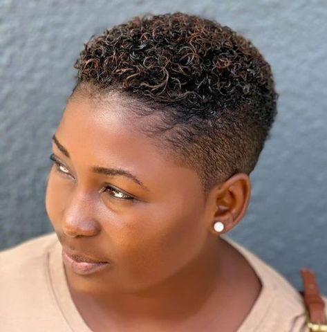 Round Face and Short Natural Undercut Hairstyle Black Female Haircut, Short Natural Haircuts For Round Faces, Tapered Natural Hair 4c Haircuts, Big Chop Natural Hair Round Face, Round Face Haircuts Short, Undercut Natural Hair, Short Haircuts Black Hair, Natural Tapered Cut, Low Cut Hairstyles