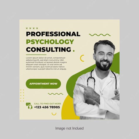 Premium Vector | Professional psychology consulting Psychology Counseling Design, Psychology Courses, Man Illustration, Display Ads, Creative Posters, Post Design, Media Design, Psychologist, Social Media Design