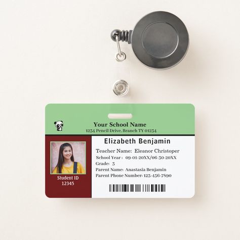 Identification Card Design, Child Health, School Badges, Children Hospital, Teacher Material, Custom Badges, Card Business, Teacher Name, I Love Reading