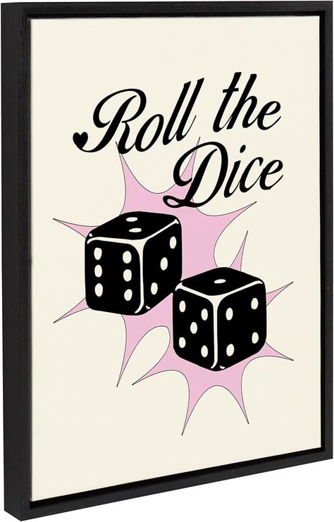 Amazon.com: Kate and Laurel Sylvie Roll The Dice Pink Framed Canvas Wall Art by Alli Standefer, 18x24 Black, Cute Casino Dice Art for Wall: Posters & Prints Dice Graphic Design, Dice Aesthetic, Dice Art, Casino Art, Casino Design, Vegas Birthday, Art For Wall, Roll The Dice, 2024 Design