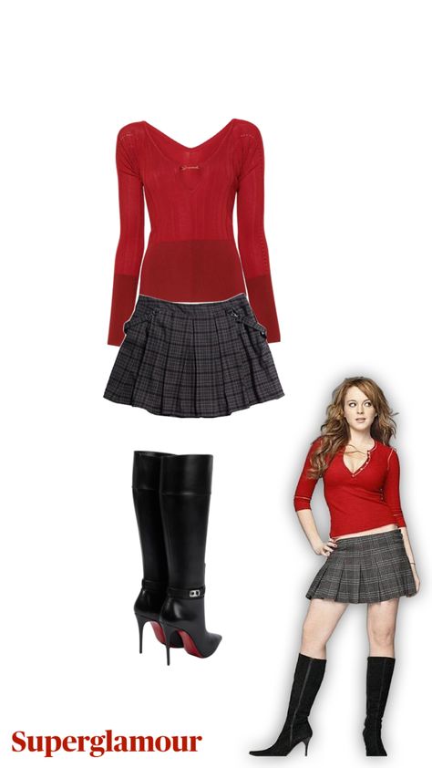 Cady Heron Outfits, 2000s Halloween Costume Ideas, Mean Girls Halloween Costumes, Red Head Halloween Costumes, Mean Girls Costume, Mean Girls Halloween, Mean Girls Outfits, Rich Girl Outfits, 2000s Outfit