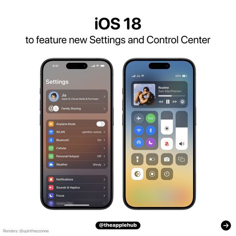 iOS 18 will reportedly feature a revamped Settings app with new Ul and an updated Control Center Source: @markgurman Advertising Campaign Design, Instagram Ios, Future Iphone, Apple Headphone, Control Center, Iphone Home Screen Layout, Iphone Obsession, Iphone Organization, Iphone Lockscreen