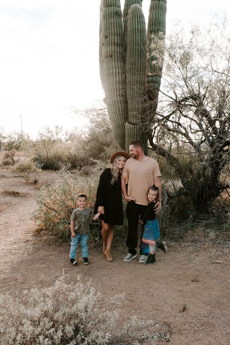 Desert Holiday Photos, Family Photos Desert Outfits, Canyon Family Pictures, Cactus Garden Photoshoot Family, Family Photo Poses Desert, Desert Theme Family Photos, Desert Family Pictures, Family Photo Outfits Arizona, Desert Fall Family Photos