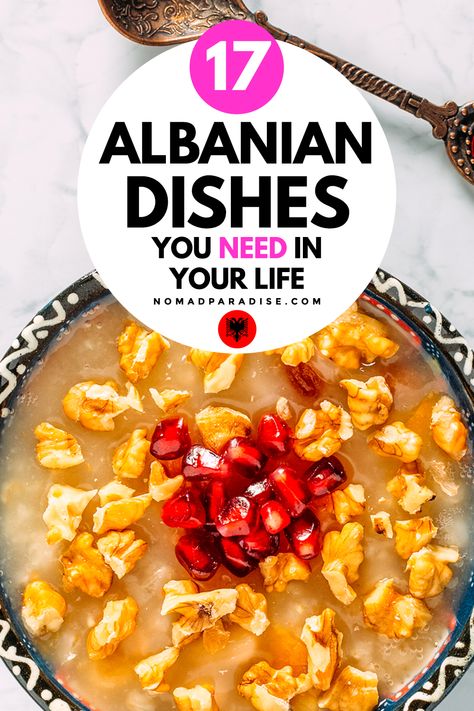 Albania food guide - 23 delicious traditional Recipes. Albanian food recipes | Albanian cuisine | Albanian food traditional | Albanian food dishes | foodie travel Europe. Perfect for foodies who travel. #albanianfood #nomadparadise Traditional Albanian Recipes, Albanian Food Recipes, Kosovo Recipes, Albania Recipes, Albanian Dishes, Albania Food, International Food Day, Albanian Cuisine, Balkan Culture