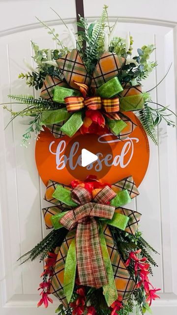 @thecraftymom16 on Instagram: "Fall door hanger with faux greenery and florals  https://thecraftymom16.etsy.com #homedecor #falldecor #wreathmaking #fallwreath #fall" Fall Door Hanger, Make A Door, Fall Door Hangers, Faux Greenery, Wooden Door Hangers, Fall Door, Diy Door, How To Make Wreaths, Wooden Diy