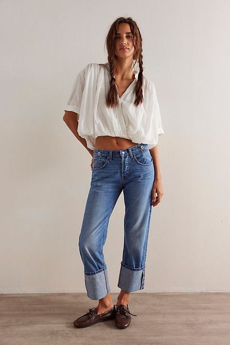 We The Free Slim Shade Selvedge Jeans Womens Cuffed Jeans, Rolled Up Jeans With Boots, Jeans For Fall 2024, Cuffed Wide Leg Jeans, Big Cuff Jeans Outfit, Rolled Jeans Outfit, Cuffed Jeans Outfit, Wide Cuff Jeans, Best Boyfriend Jeans